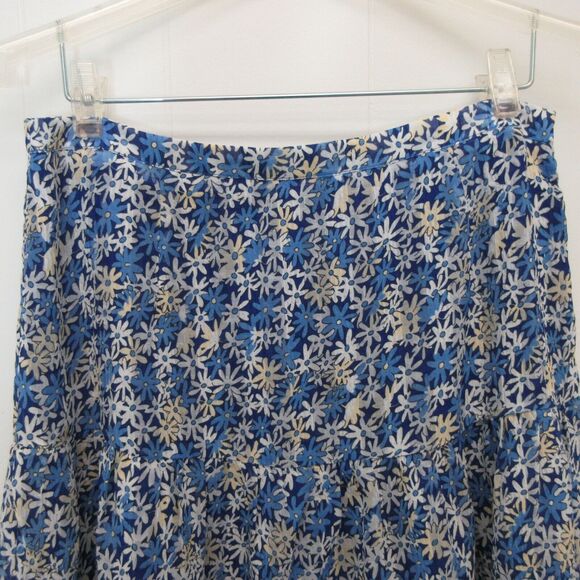 Floral Mini Skirt Size Large Blue Ruffle Lined Zipper Feminine Flowy Casual NWT - Picture 3 of 12